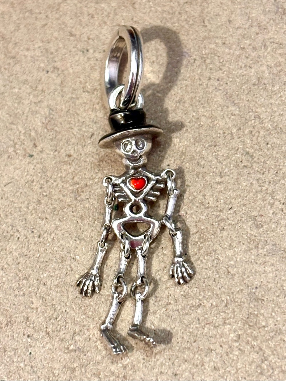 🎃Listing 🆕 Brighton Mr. Bones charm Silver Halloween skeleton Red heart Top hat